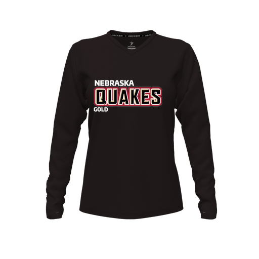 [CUS-DFW-TEES-CMF-VNK-LSL-BLK-FYXS-LOGO3] Decker Comfort T-Shirt (Female Youth XS, Black, V Neck, Logo 3, Long Sleeve)