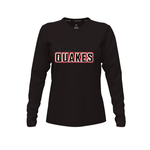 [CUS-DFW-TEES-CMF-VNK-LSL-BLK-FYXS-LOGO1] Decker Comfort T-Shirt (Female Youth XS, Black, V Neck, Logo 1, Long Sleeve)