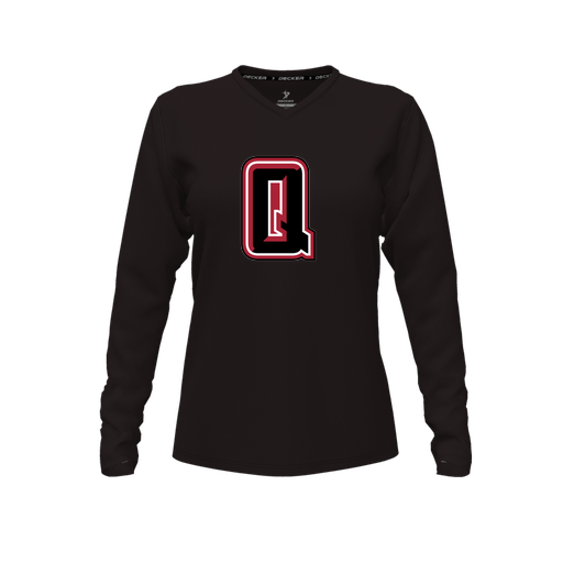 [FTLVPTBK-FYXS-LOGO2] Decker Performance T-Shirt (Female Youth XS, Black, V Neck, Logo 2, Long Sleeve)