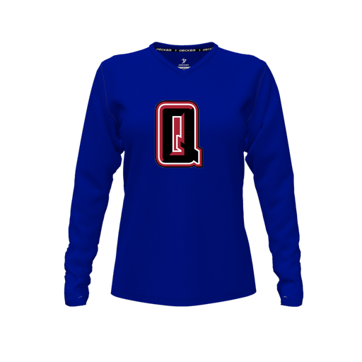 [FTLVPTRY-FYXS-LOGO2] Decker Performance T-Shirt (Female Youth XS, Royal, V Neck, Logo 2, Long Sleeve)