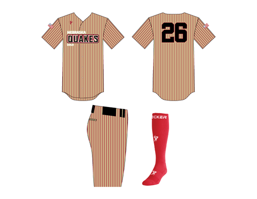 Nebraska Quakes Gold- Gerhardt Pinstripe Uniform